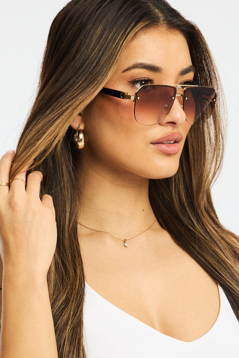 Brown Aviator Sunglasses - Image 2