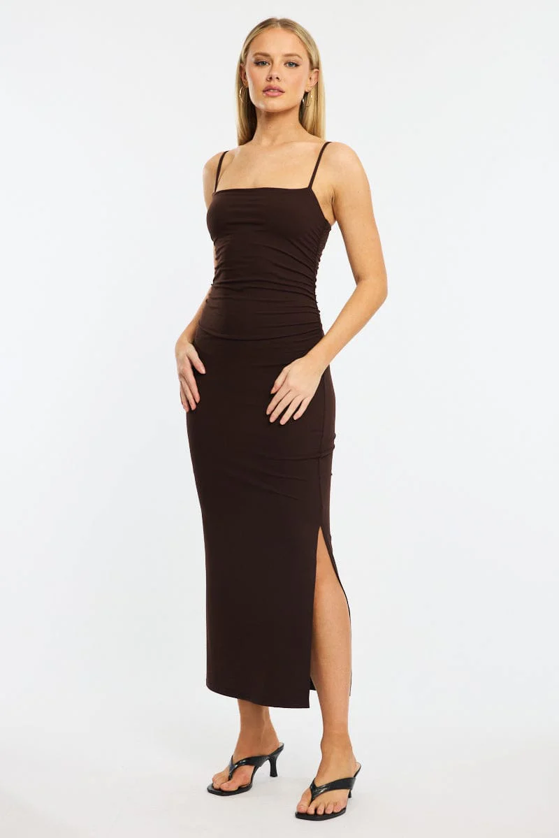 Brown Bodycon Dress Maxi - Image 2