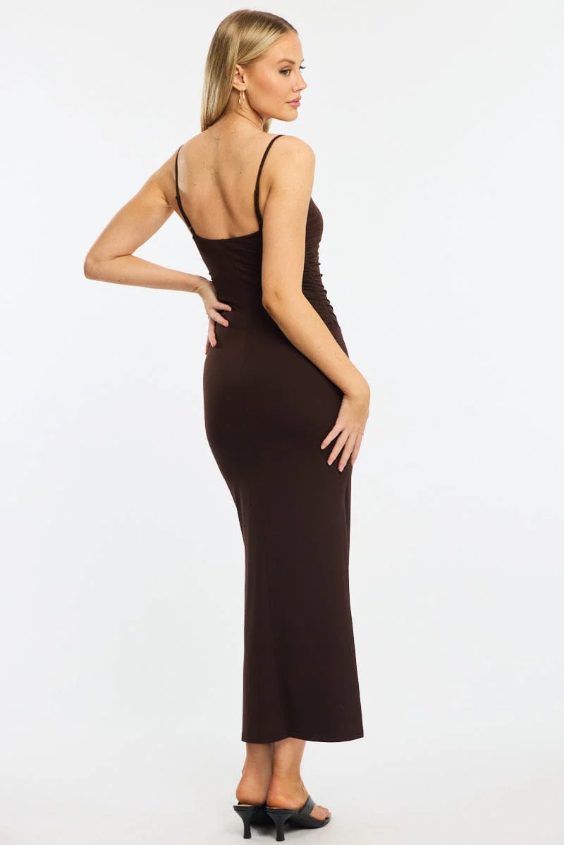 Brown Bodycon Dress Maxi - Image 5