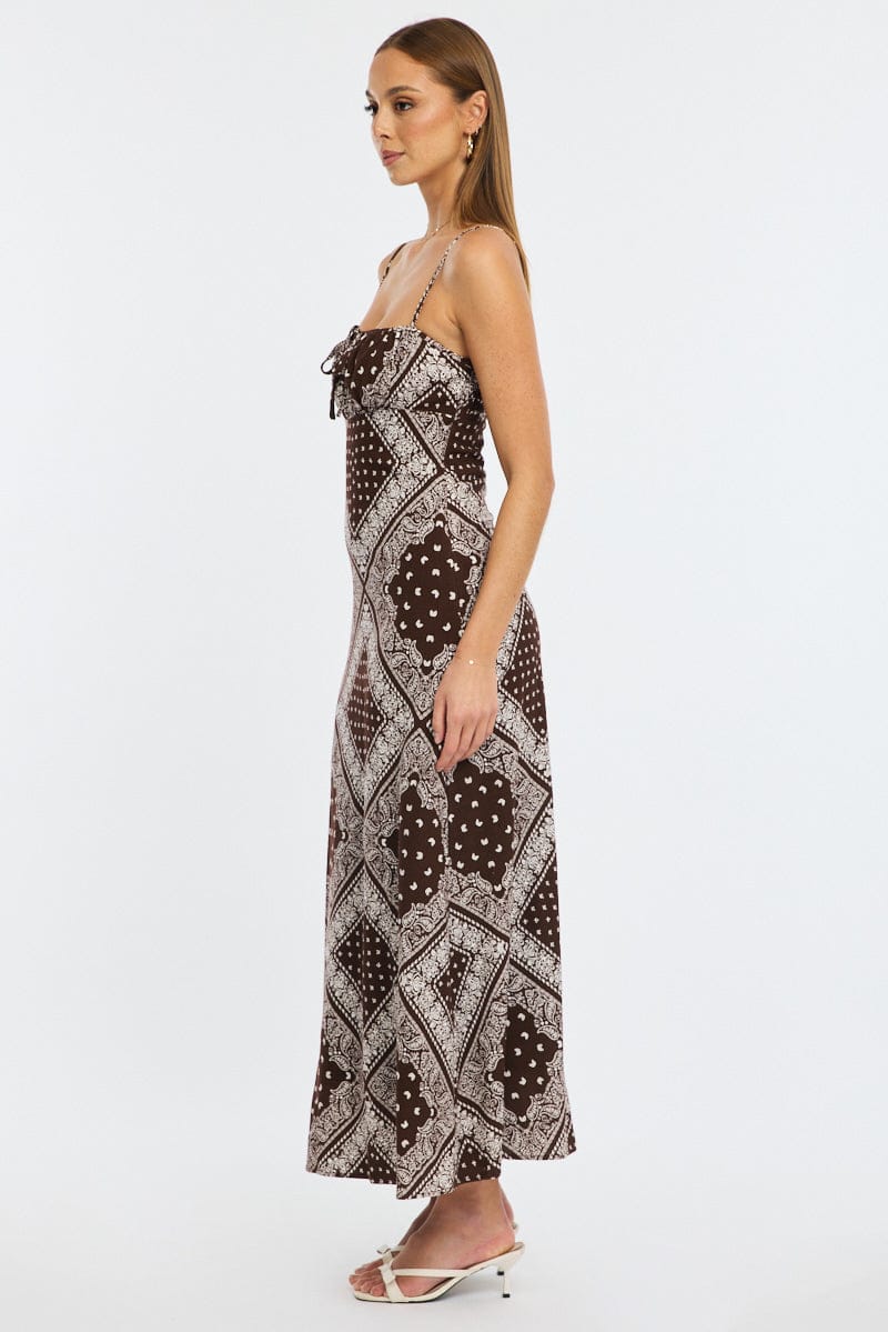 Brown Boho Midi Dress Strappy - Image 3