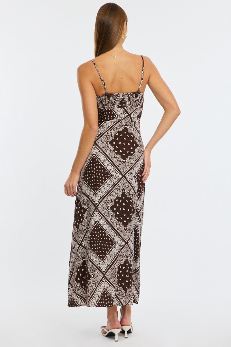 Brown Boho Midi Dress Strappy - Image 4