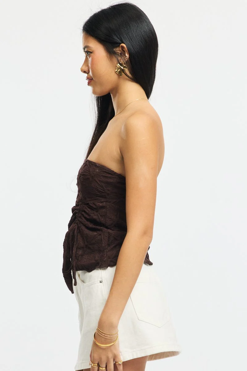 Brown Boob Tube Top Textured - Image 3
