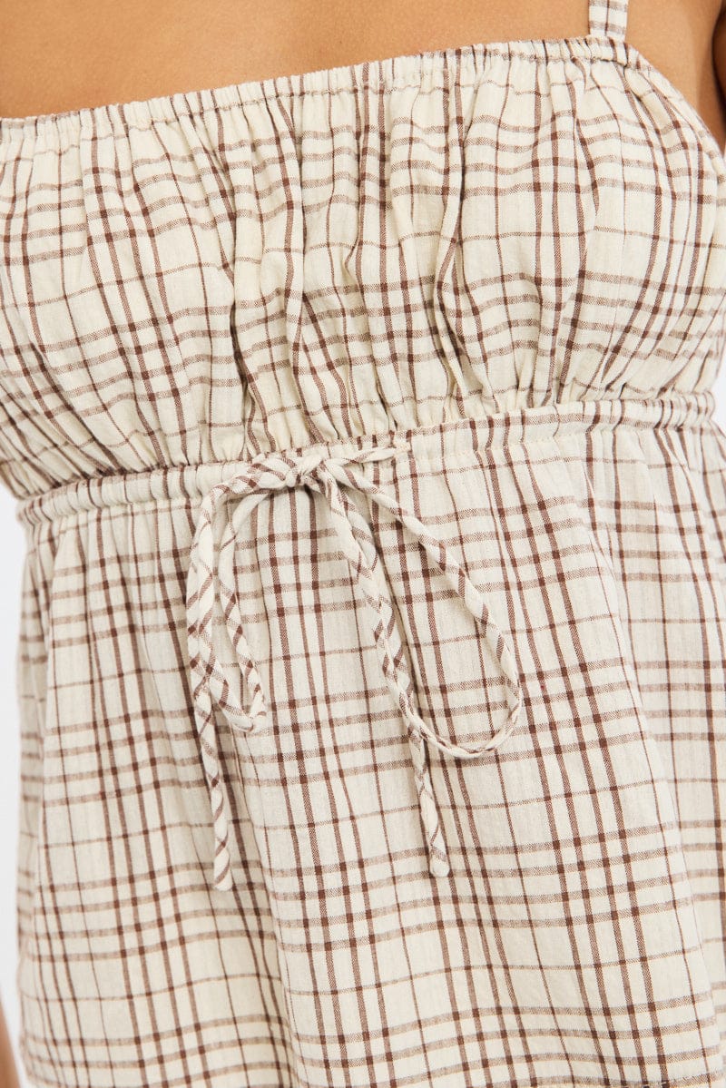 Brown Cami Top Sleeveless Front Tie Babydoll - Image 5
