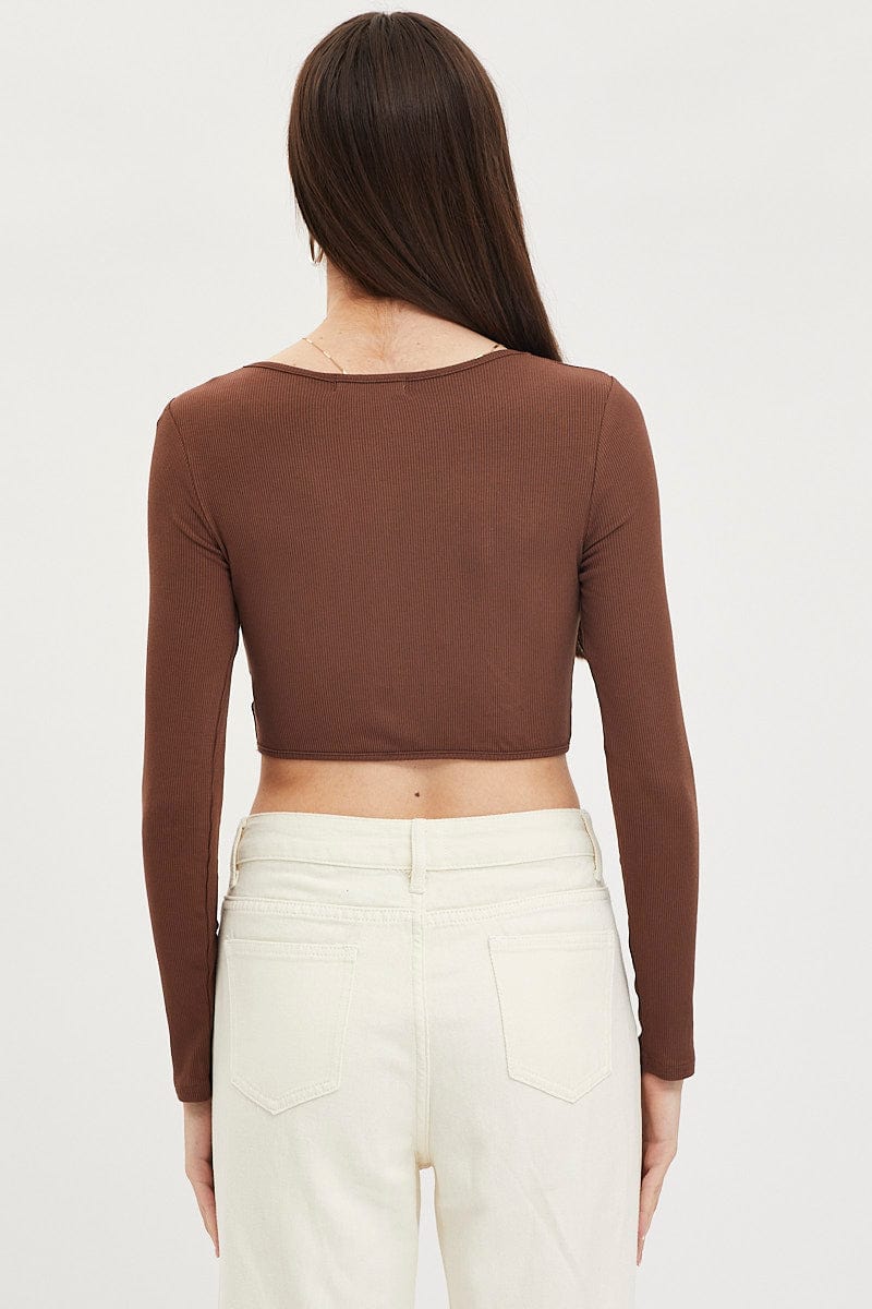Brown Corset Top Long Sleeve - Image 6