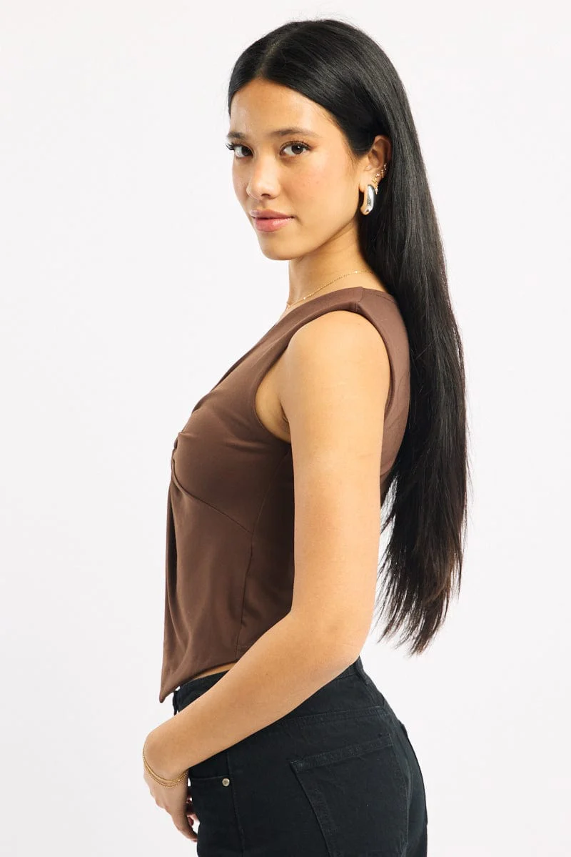 Brown Crossover Top Sleeveless - Image 3