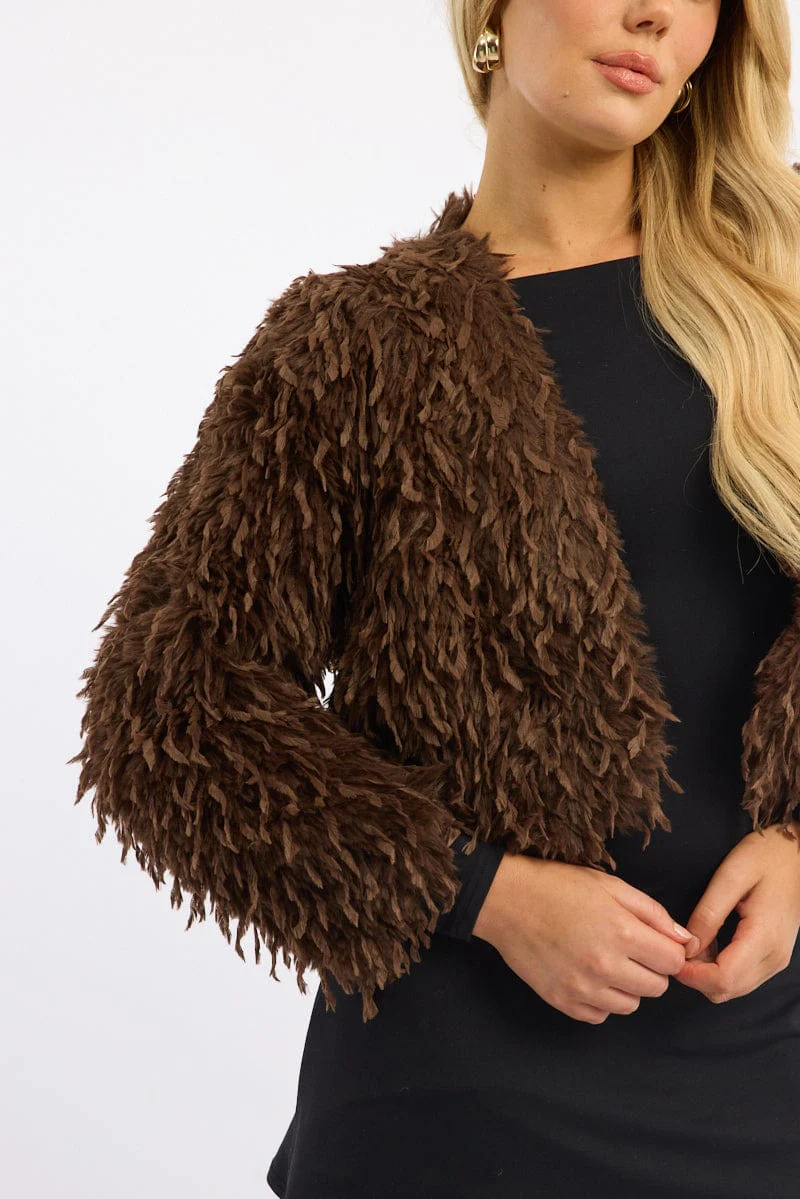 Brown Faux Fur Jacket - Image 6