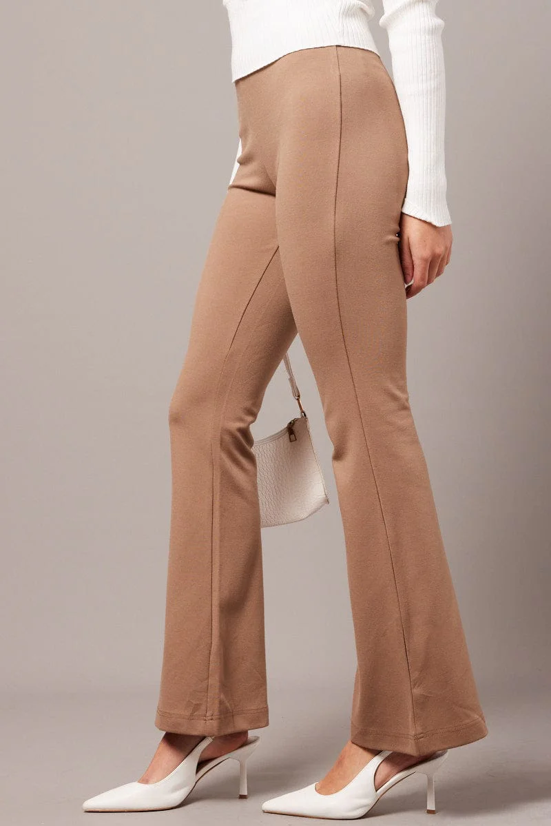 Brown Flare Leg Pants Ponte - Image 4