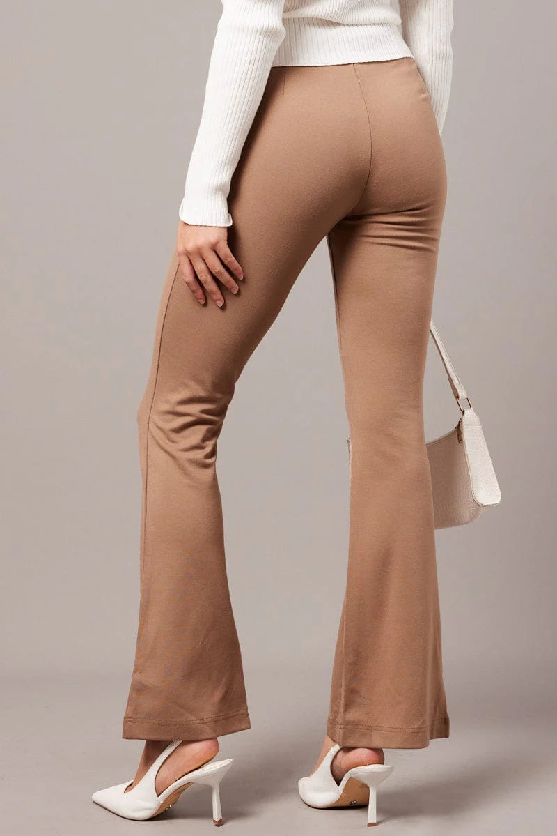 Brown Flare Leg Pants Ponte - Image 5