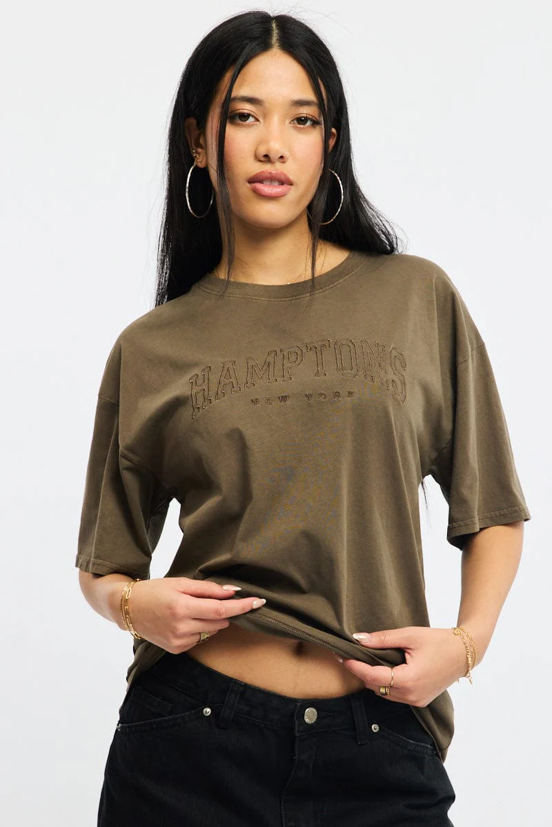 Brown Graphic Tee Short Sleeve