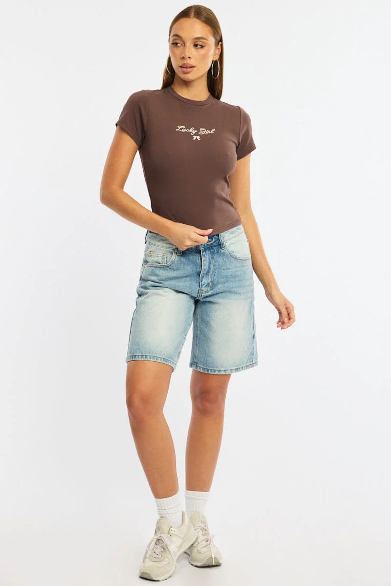 Brown Graphic Tee Short Sleeve - Image 2