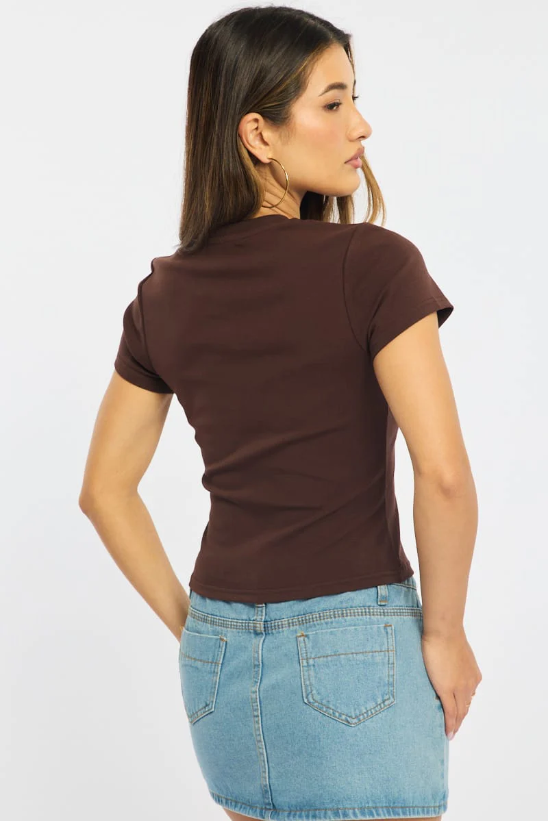 Brown Graphic Tee Short Sleeve - Image 5
