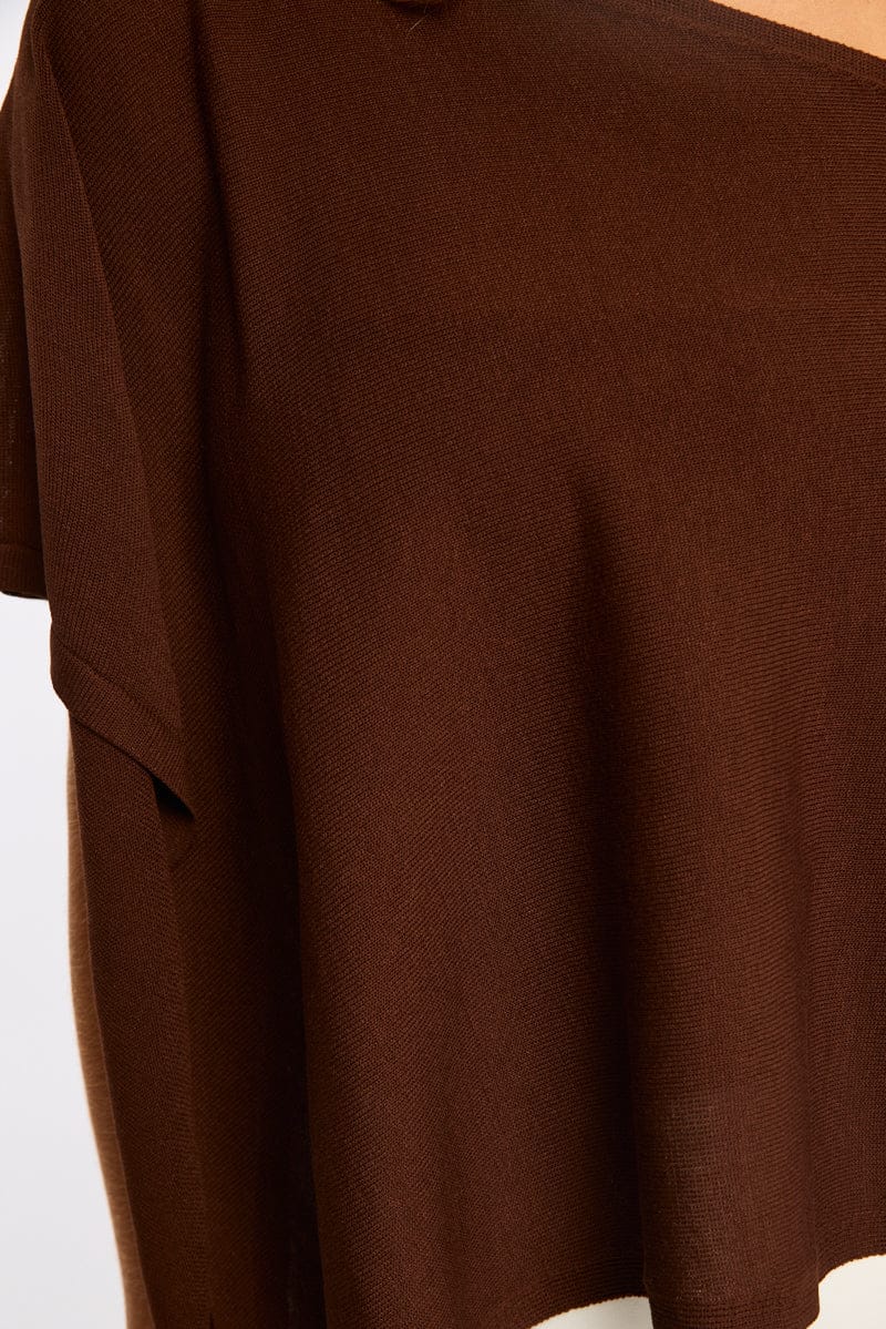 Brown Knit Poncho Top Light Weight - Image 6