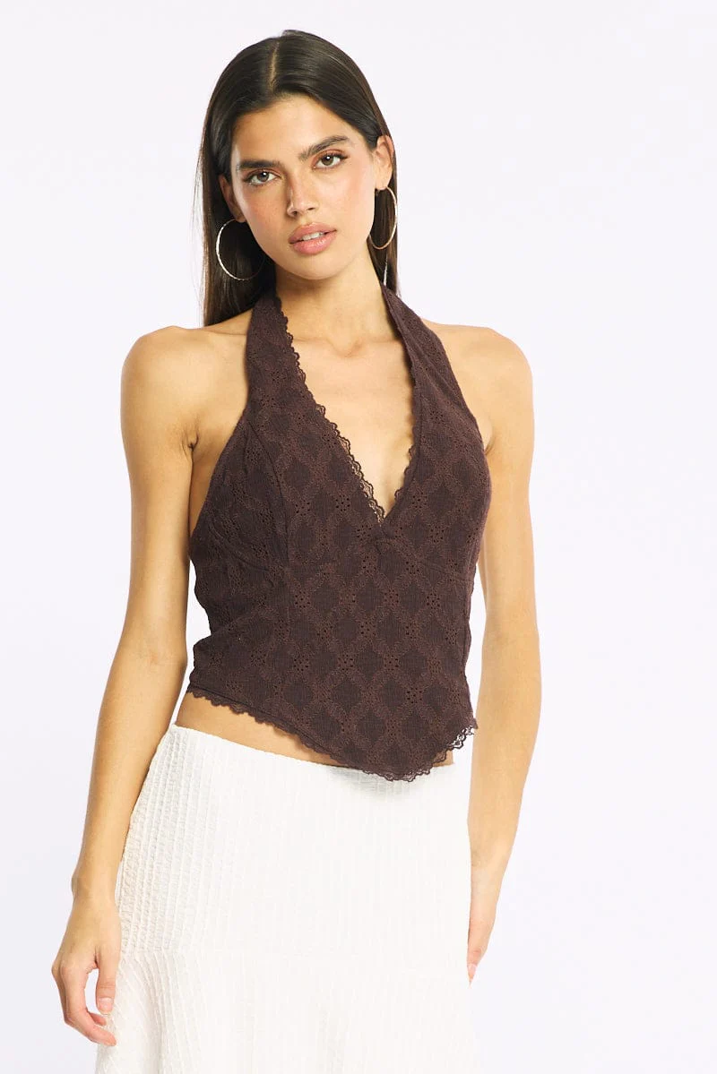 Brown Lace Corset Top - Image 2