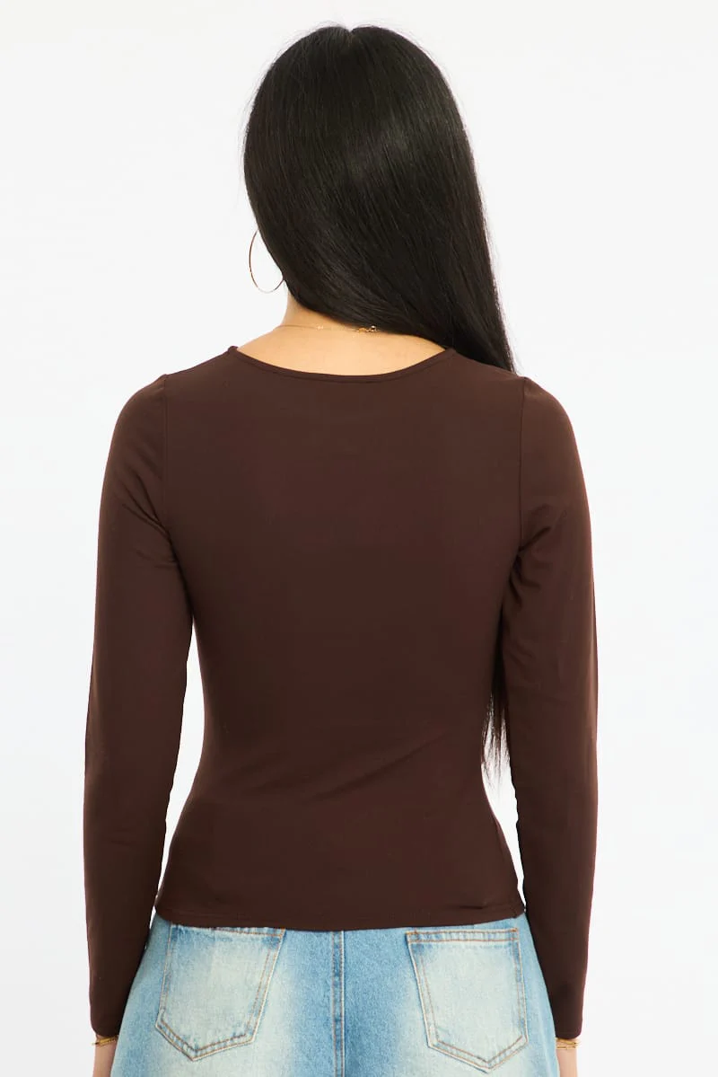 Brown Long Sleeve Supersoft Top - Image 5