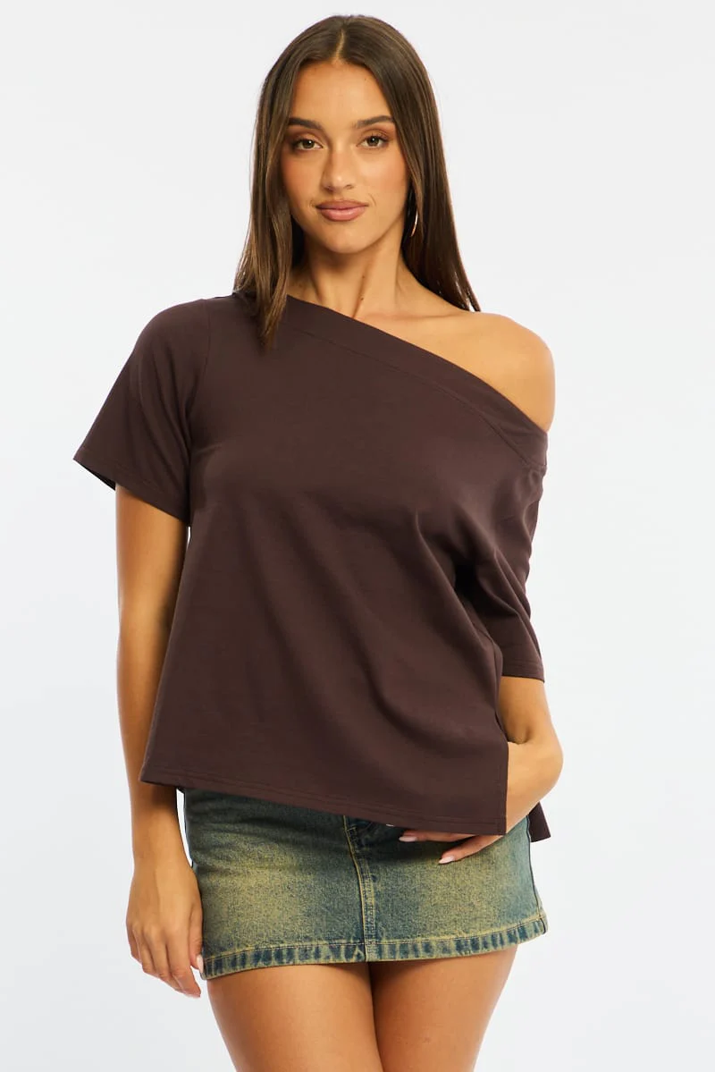 Brown One Shoulder Top - Image 2