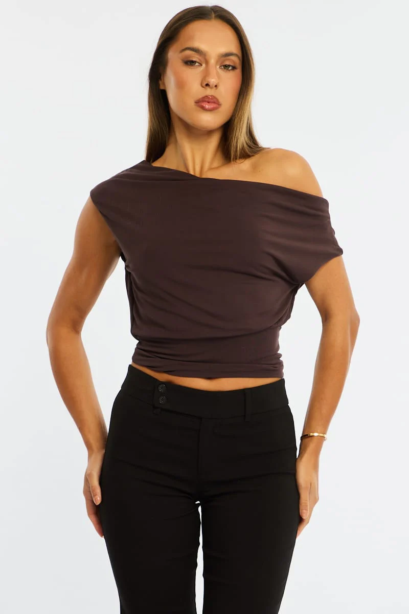 Brown One Shoulder Top - Image 4