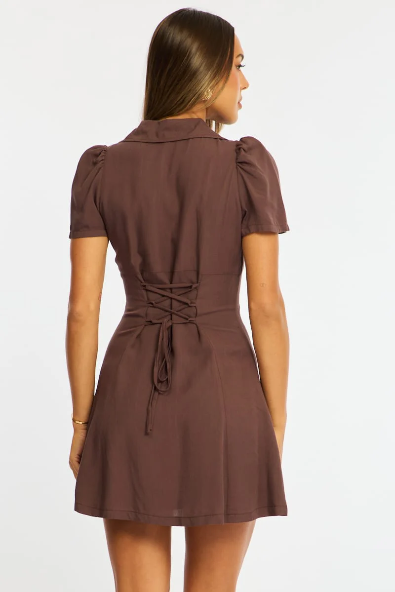 Brown Shirts Dress Mini - Image 6
