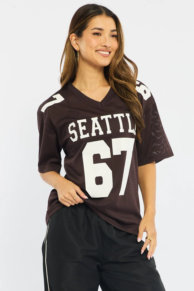 Brown Sports Tee Short Sleeve - Image 4