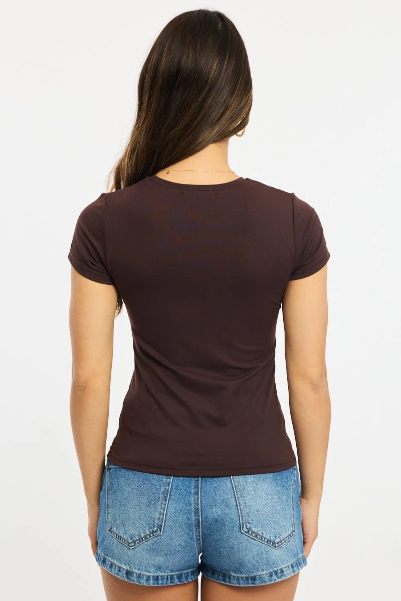 Brown T-shirt Cap Sleeve Supersoft - Image 4