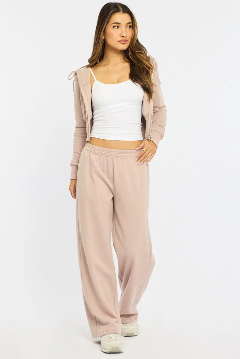 Brown Track Pants Wide Leg - Image 3