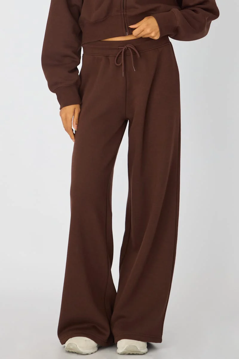 Brown Track Pants Wide Leg - Image 2