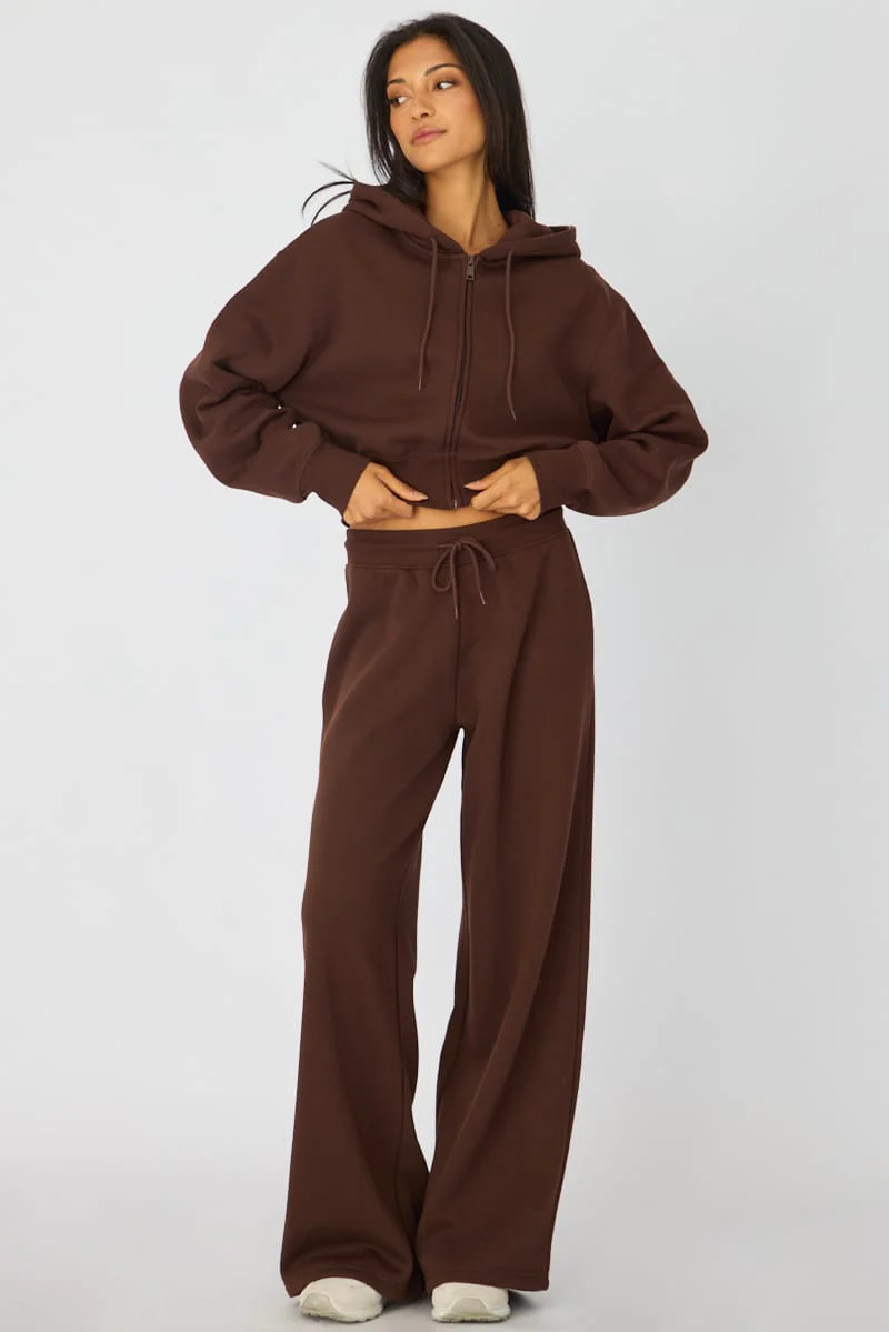 Brown Track Pants Wide Leg - Image 3