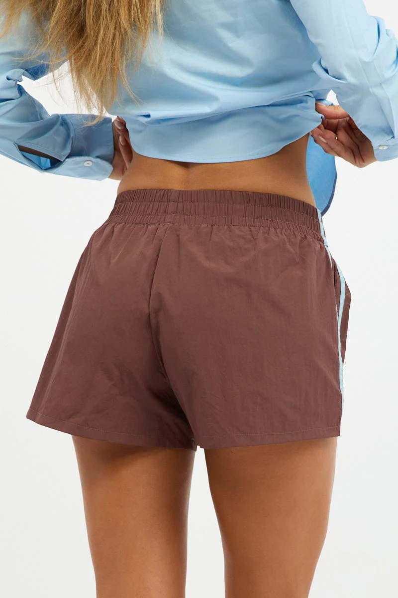 Brown Track Shorts Mid Rise - Image 4