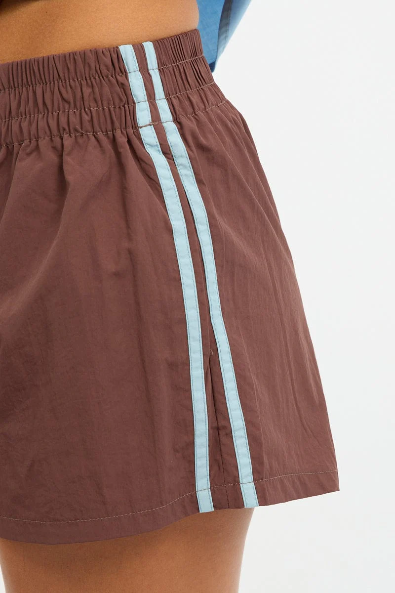 Brown Track Shorts Mid Rise - Image 5