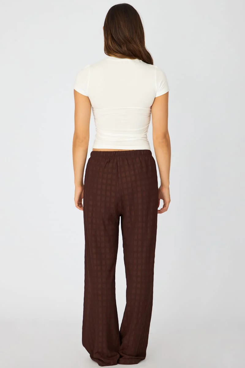 Brown Wide Leg Pant Elasticated Waist - Image 5
