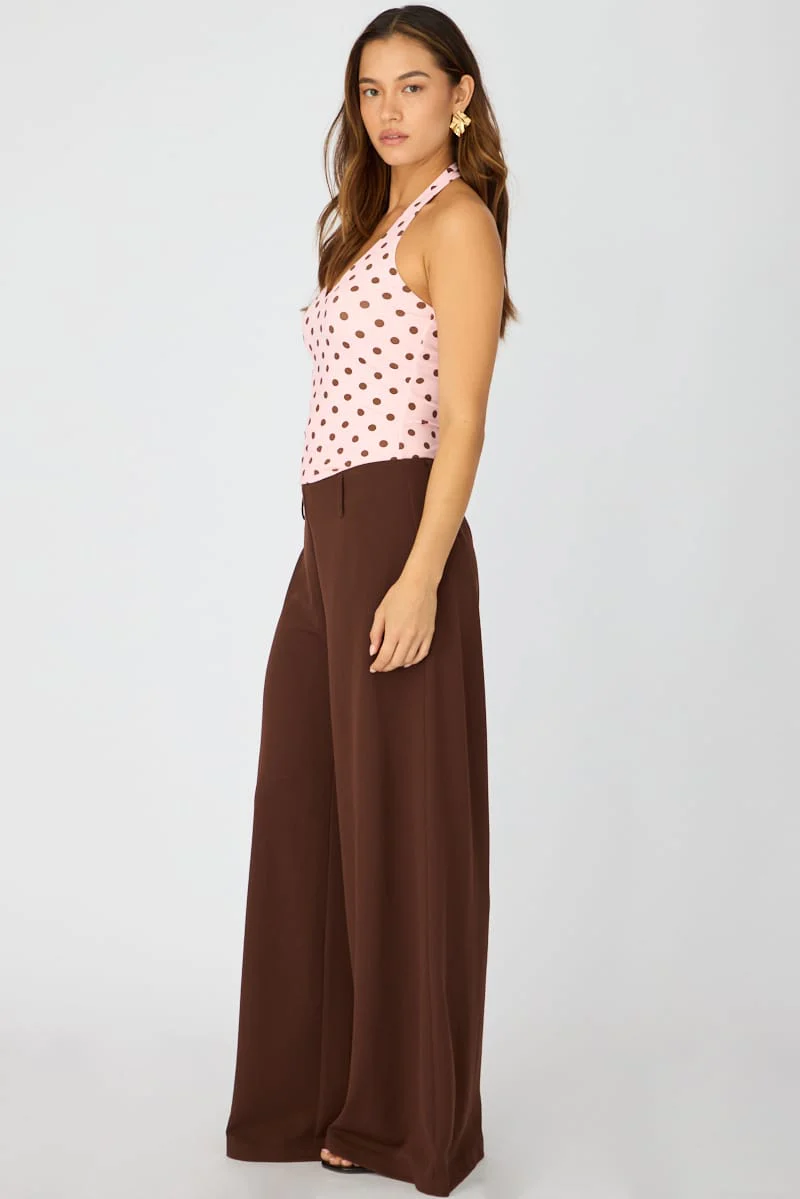 Brown Wide Leg Pants - Image 4