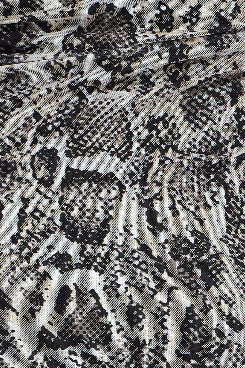 Camel Animal Print Bodycon Dress Long Sleeve Mesh - Image 7