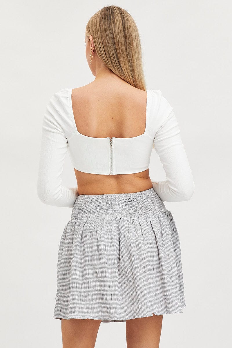 Check Flare Skirt High Rise Shirred Waist - Image 5