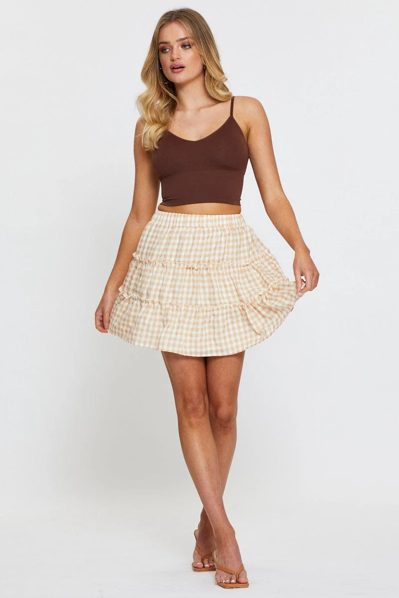 Check Gingham Mini Skater Skirt - Image 3