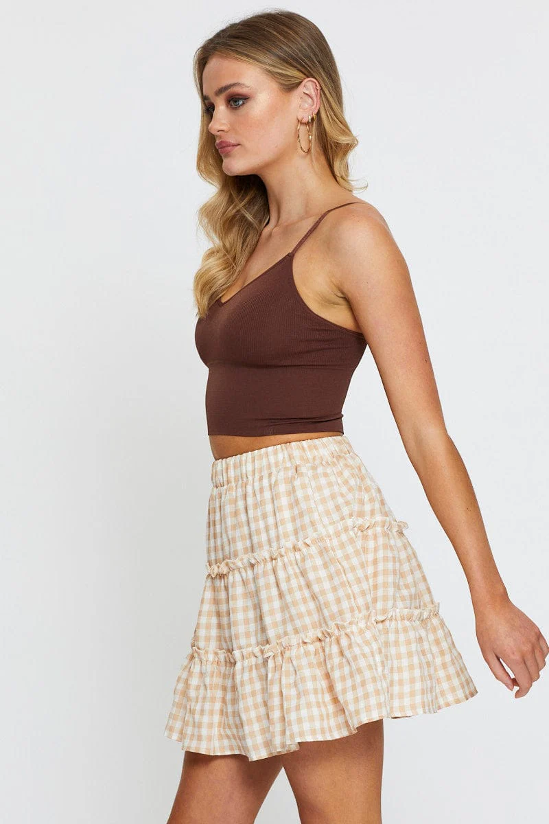 Check Gingham Mini Skater Skirt - Image 4