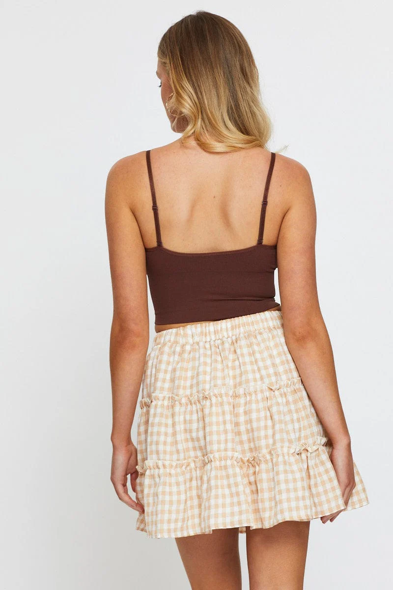 Check Gingham Mini Skater Skirt - Image 5