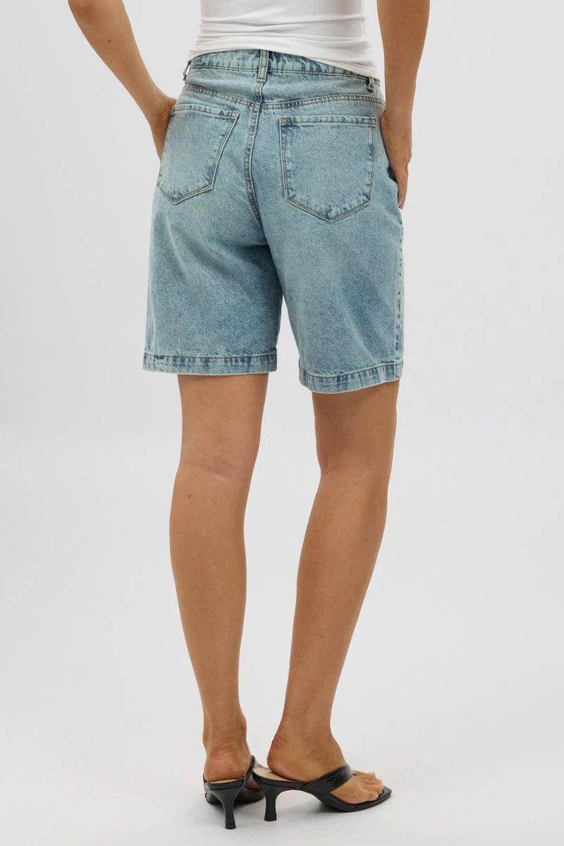 Denim Bermuda Jorts Mid Rise - Image 5