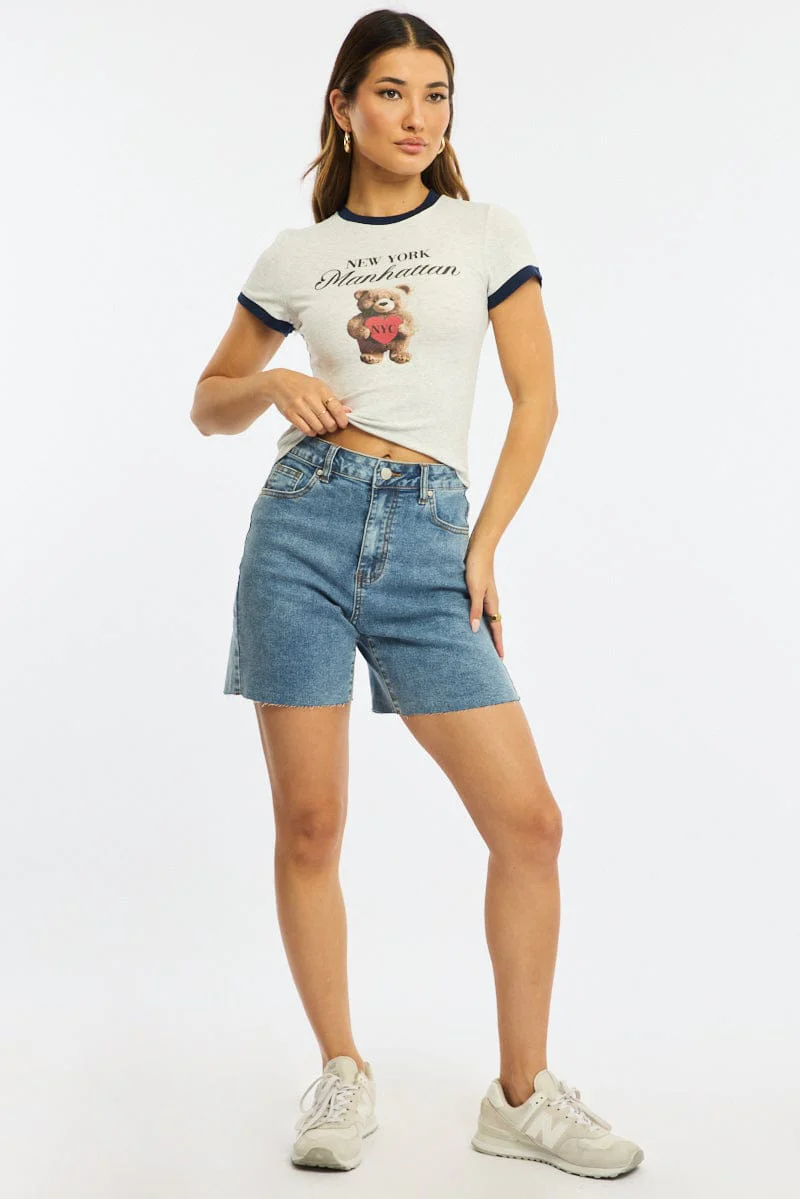 Denim Burmuda Shorts Mid Rise - Image 3