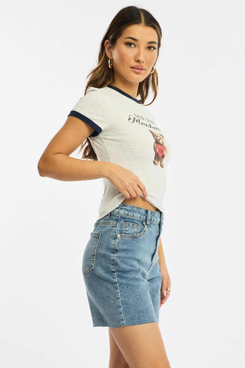 Denim Burmuda Shorts Mid Rise - Image 4