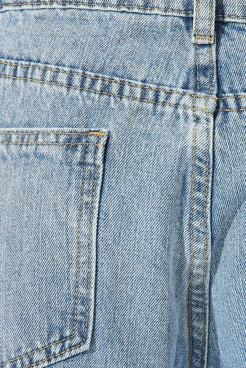 Denim Cargo Jeans High Rise Out Pocket - Image 6