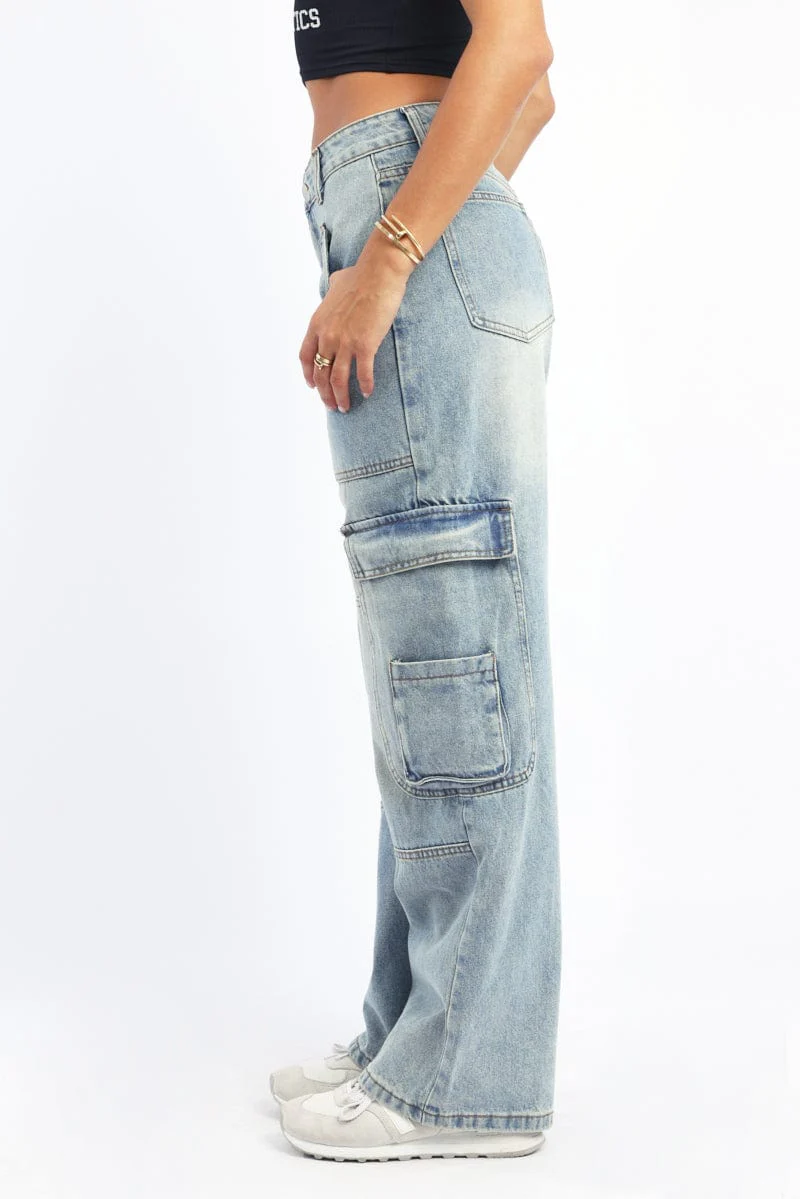Denim Cargo Jeans Low Rise - Image 3
