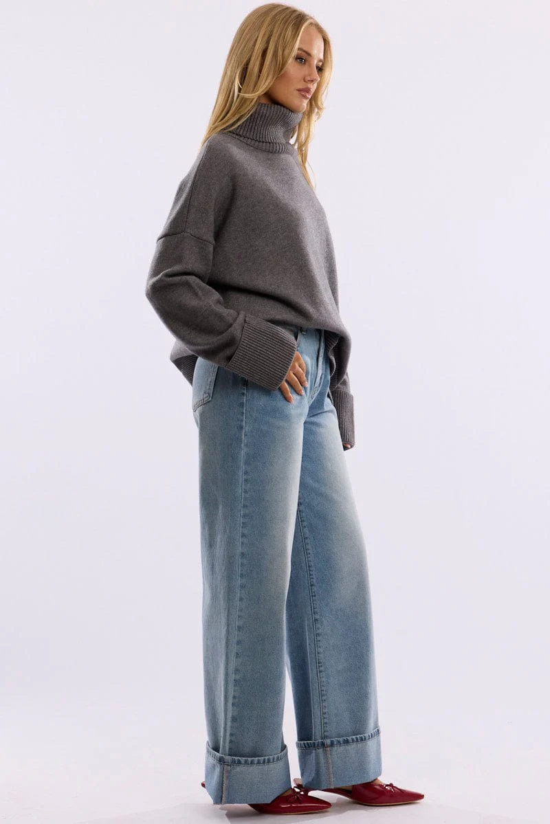 Denim Cuffed Jeans Mid Rise - Image 3