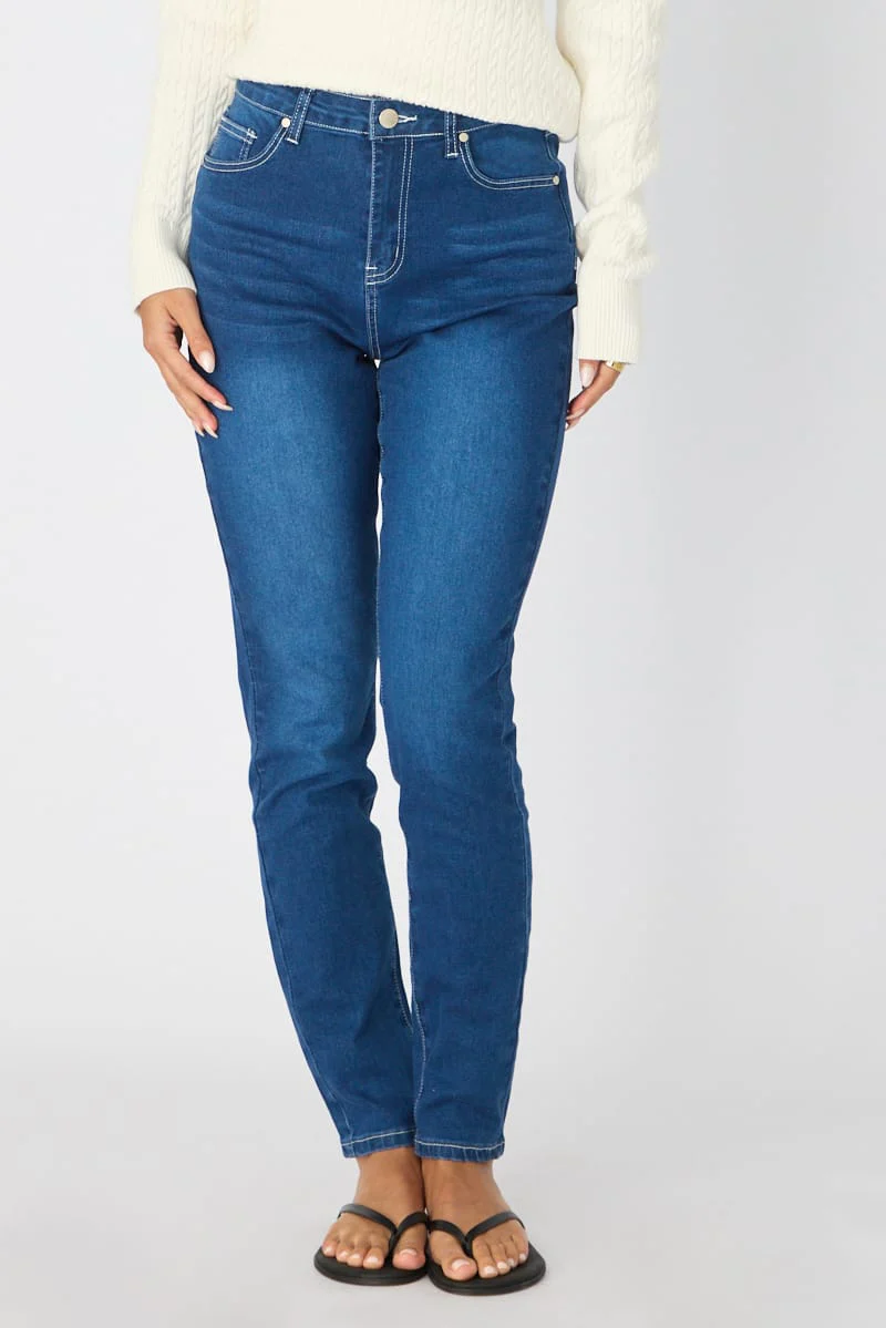 Denim Skinny Jeans High Rise - Image 3