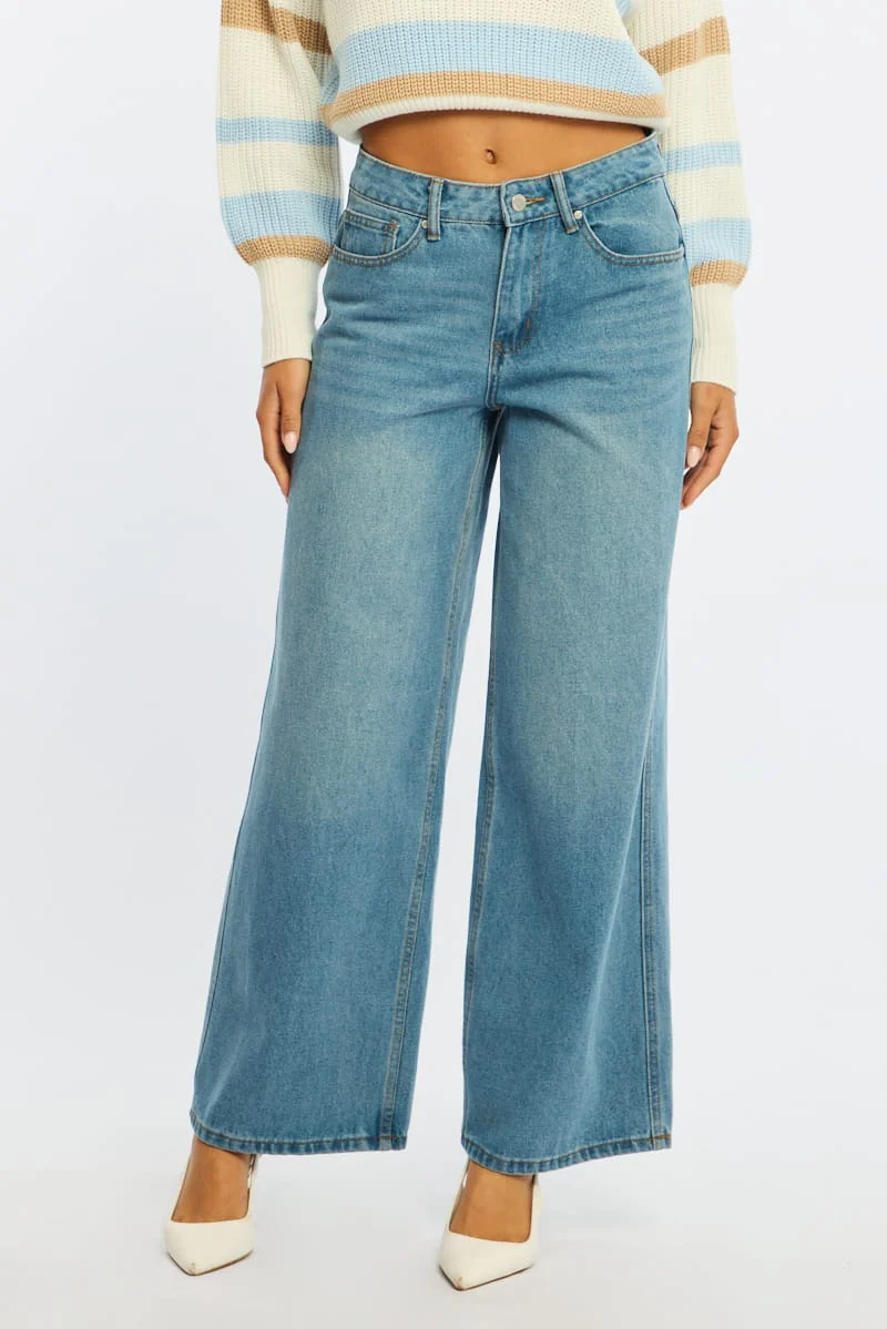 Denim Wide Leg Jean Mid Rise - Image 4