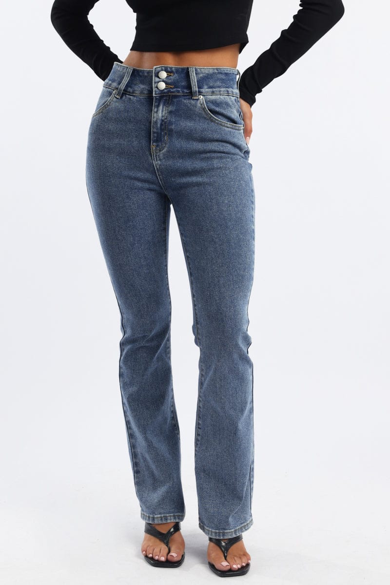 Denim Flare Jeans Mid Rise - Image 2