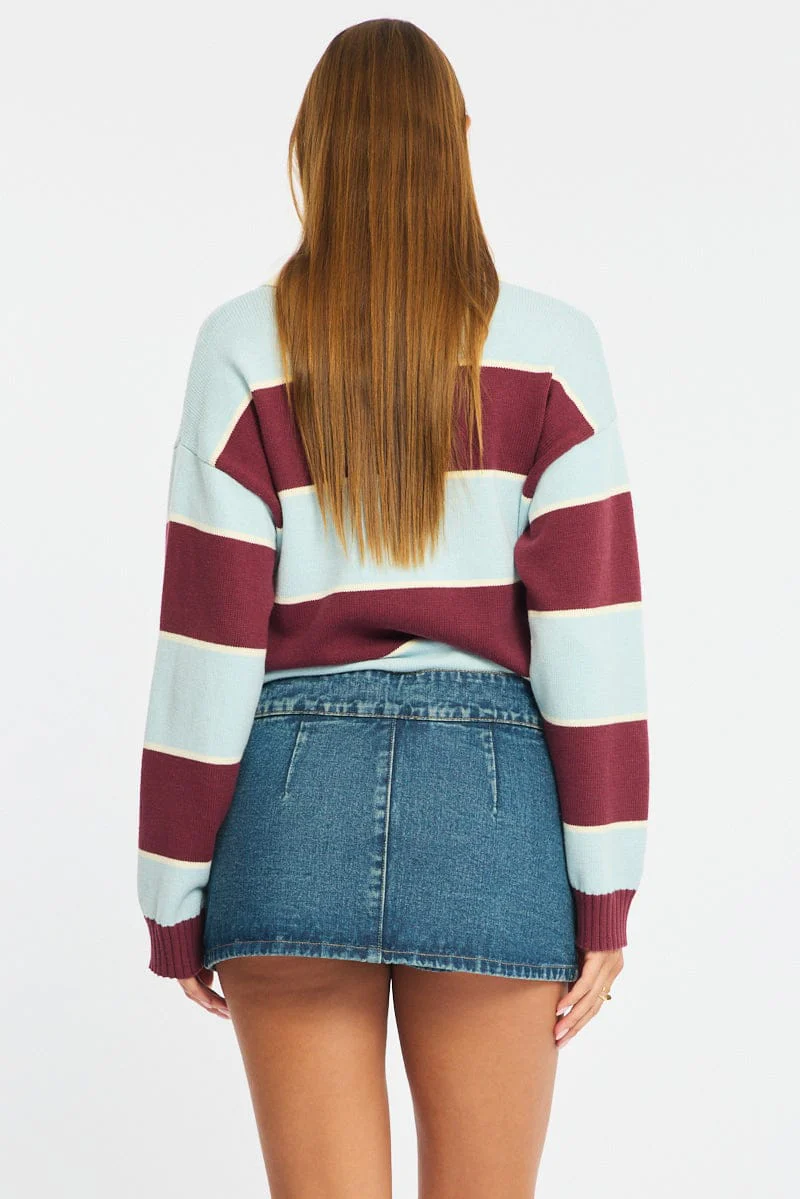 Denim Micro Mini Skort Low Rise Shorts Lined - Image 6
