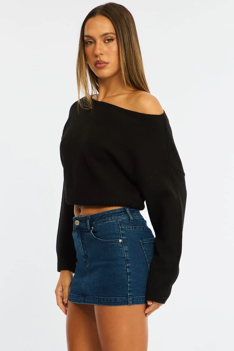 Denim Mid Rise Mini Skort Skirt - Image 5