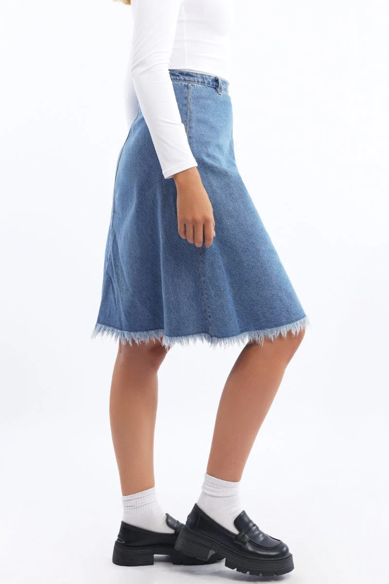 Denim Midi Skirt - Image 3