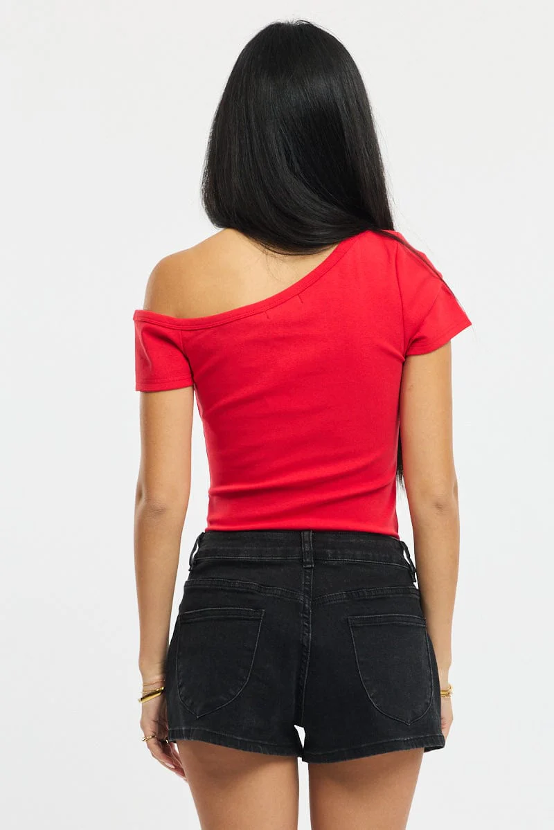 Denim Mini Shorts Low Rise Outpocket - Image 5