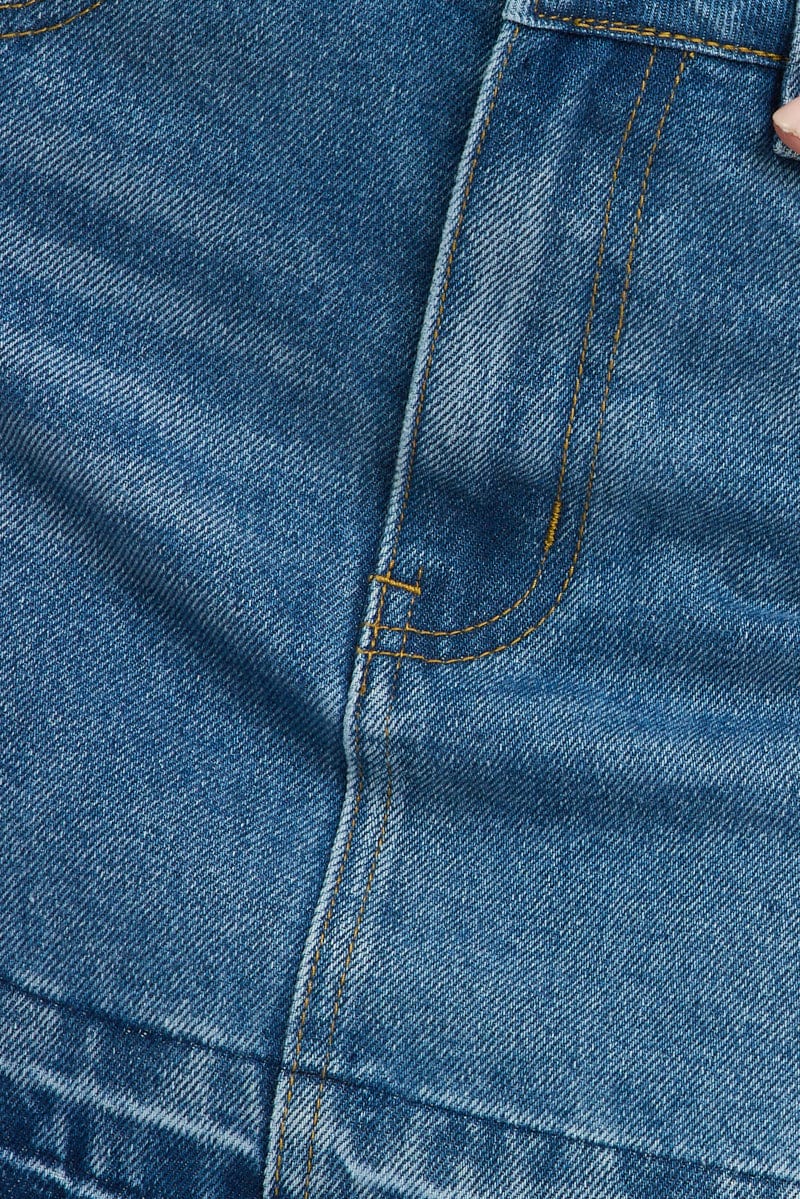 Denim Mini Skirt Mid Rise Let down Hem - Image 6