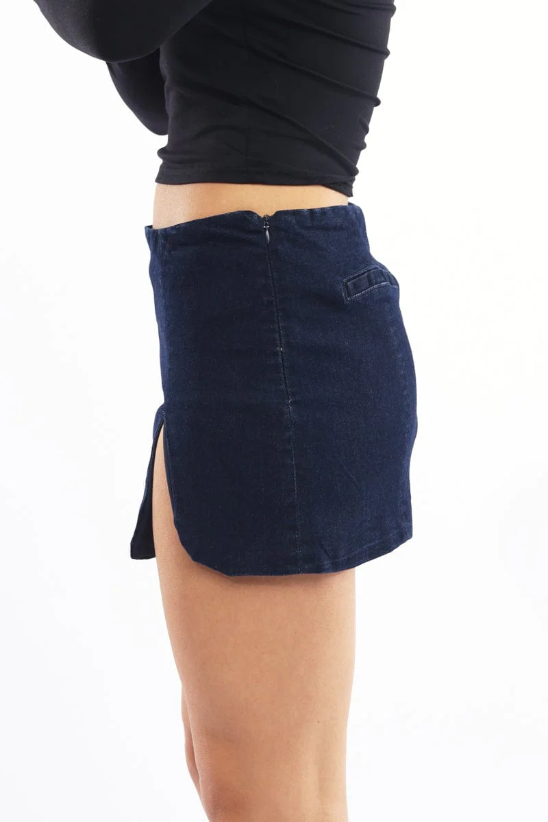 Denim Mini Skort - Image 4